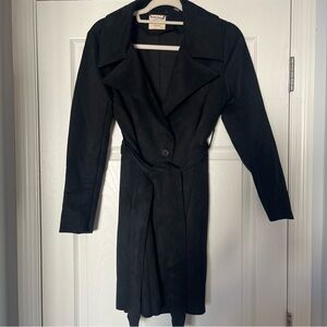 Elie Tahari Black Women's Lightweight Faux Suede Trench Coat NWOT